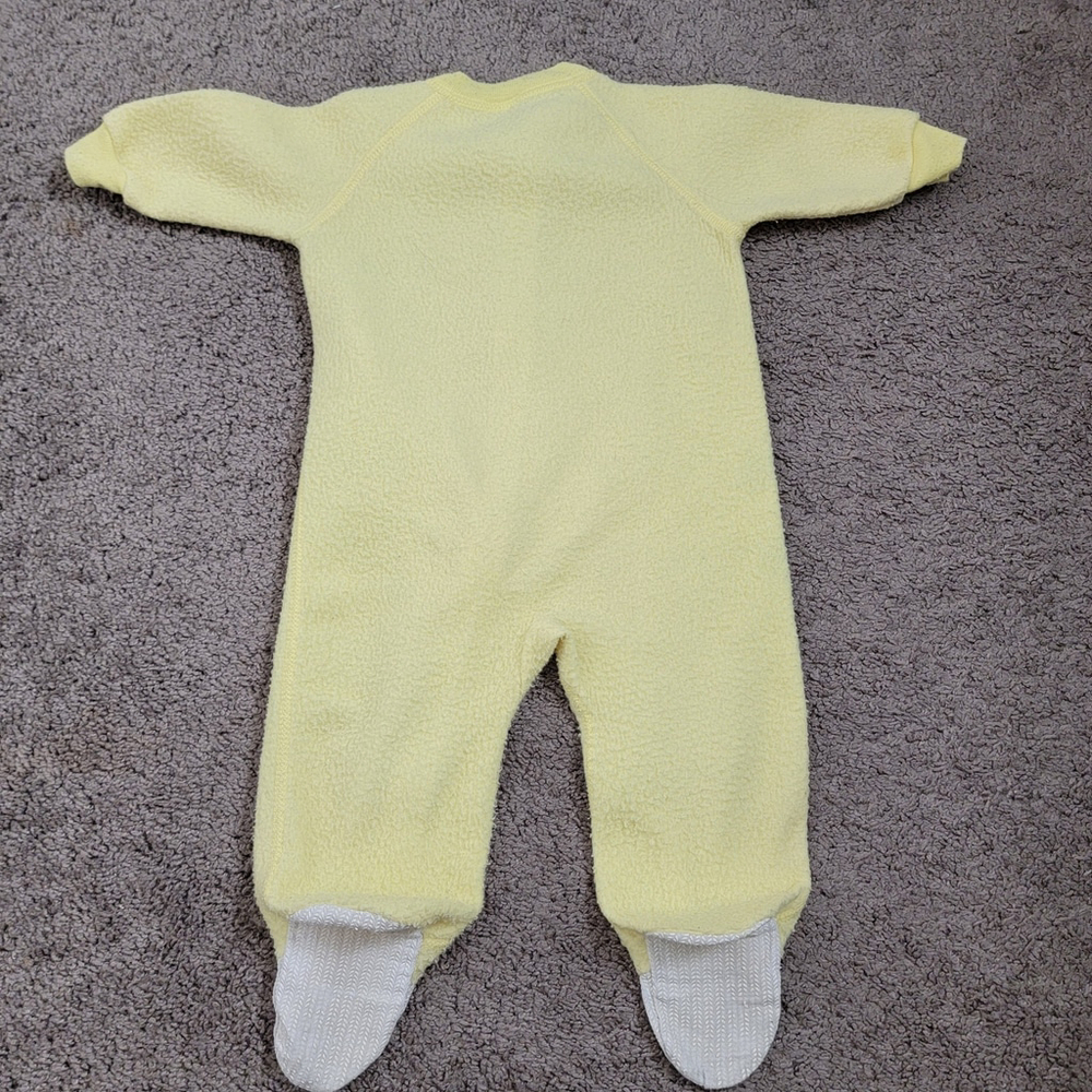Vintage 70s Dr. Denton Blanket Sleeper Yellow zip Footie pajamas 6-12 mo - Picture 10 of 15